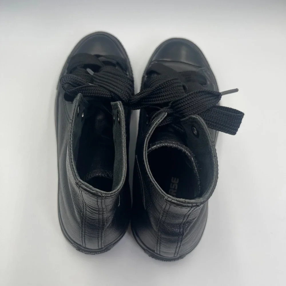 Converse Chuck Taylor All Star Sneakers Unisex M6/W8 Black Leather Skate Shoes - Picture 7 of 11
